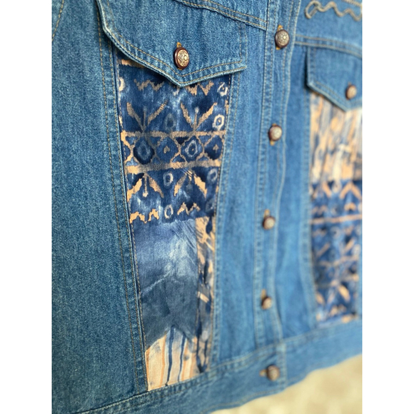 Saint Germain Embroidered Denim Vest Boho Western Artisan Vintage Ranch Festival - Picture 4 of 9